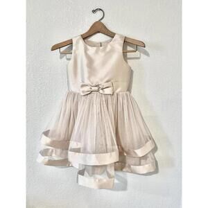Speechless Kids Girls Dress Midi Sleeveless Champagne Lined Bow Lining Size 6X